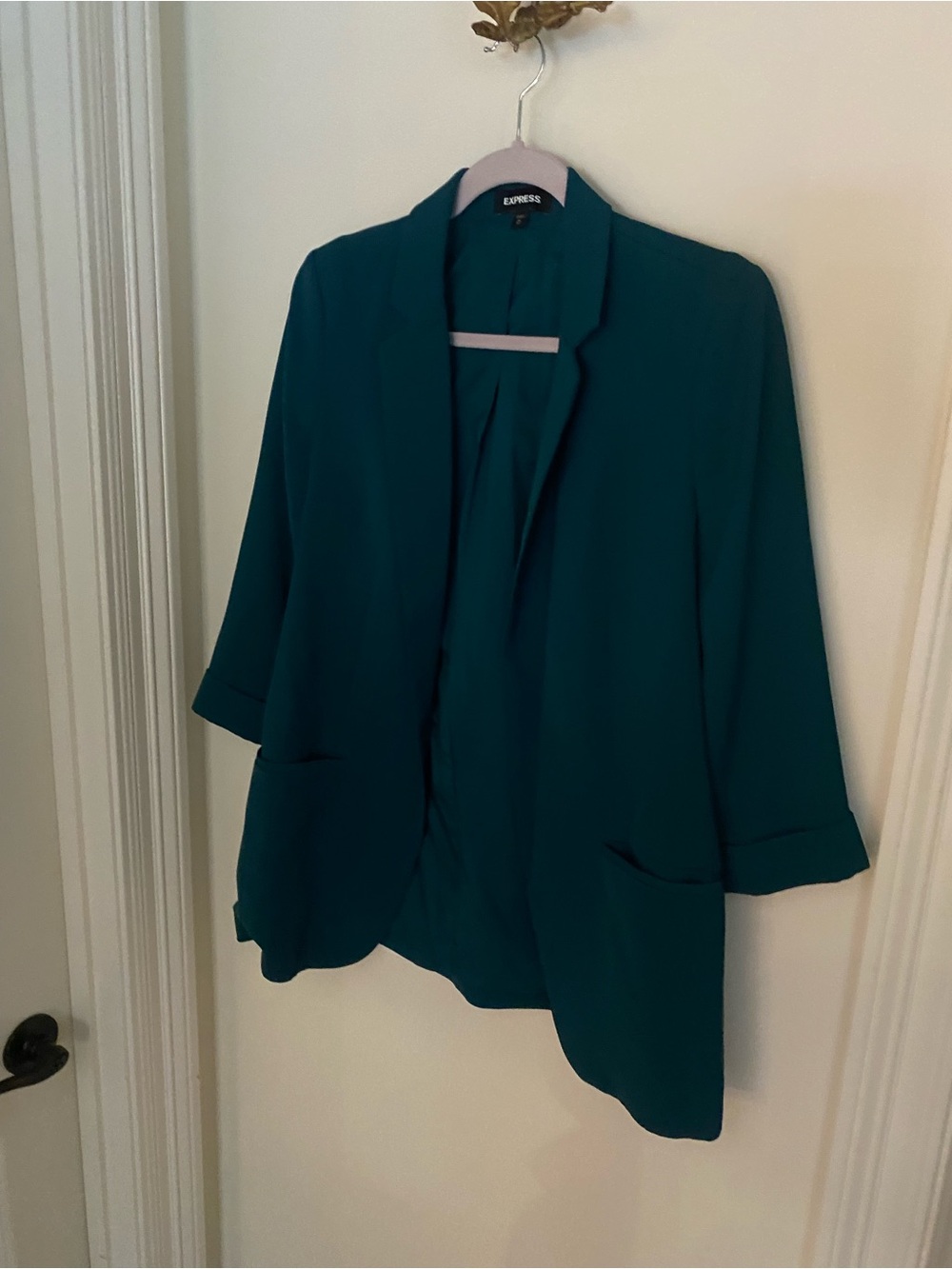 Express Dark Green Open Draped Blazer Jacket - Women